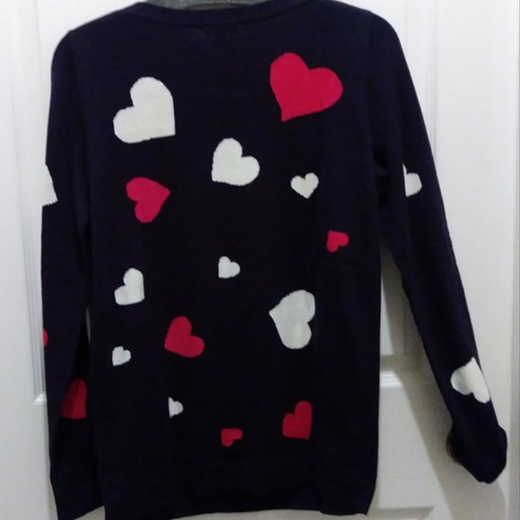 SOLD SOLD SOLD SOLD Talbots Blue Red White Hearts Sweater Size XS - Picture 8 of 16